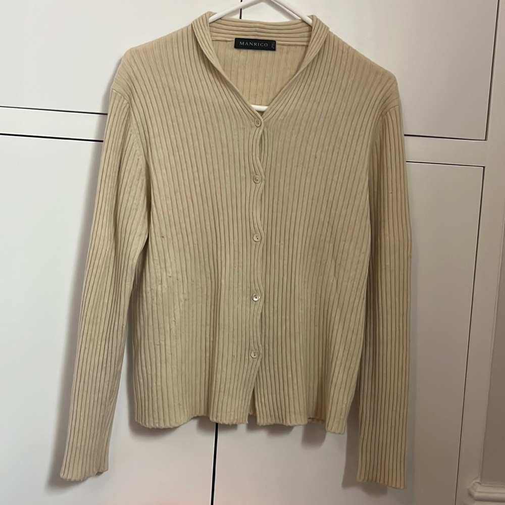 Manrico Beige 100% cashmere cardigan size 45